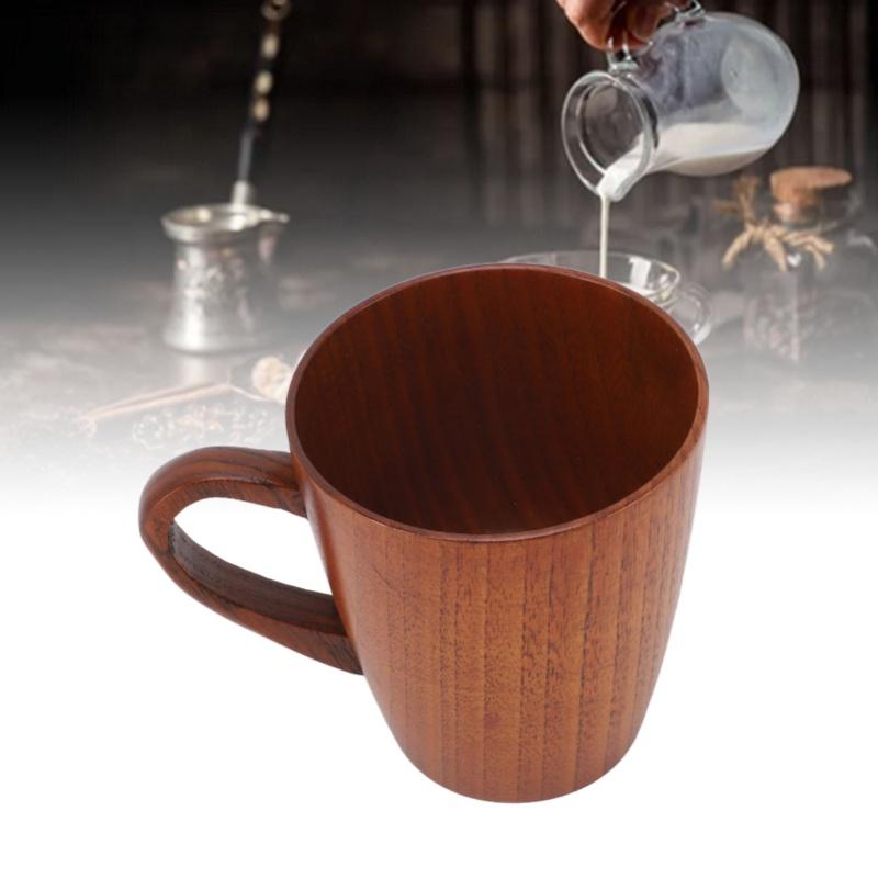 Handmade Wooden Mug For Men Women 250ml Coffee Mug With Handle Small Wood Cup Outdoor Travel Wooden Tea Drinking Cup