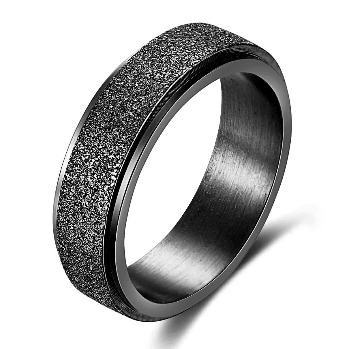 

VQYSKO New Rotatable Matte Ring in Multiple Colors, Simple and Versatile 6MM Stainless Steel Ring 12 чорний