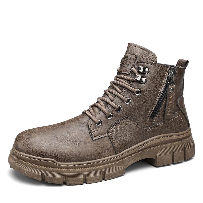 

Мужские кожаные ботинки Martin в стиле ретро с высоким берцем — модная повседневная обувь для осени и зимы. 41 коричневый