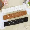 Women Skinny Elastic Belt Ladies Fashion Buckle Stretchy Wide Waist Belt for Dresses Flower Waistband Gift Cloth Accessory