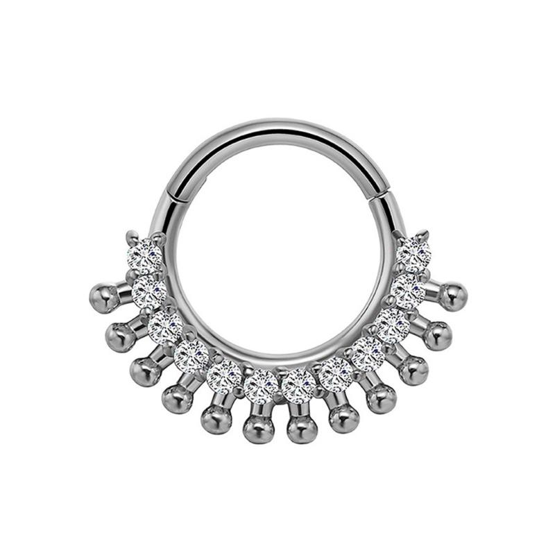 Fashionable Crystal Nose Piercing Ring Jewelry Stainless Steel Accessory for Ear Cartilage Music Festival Accessories