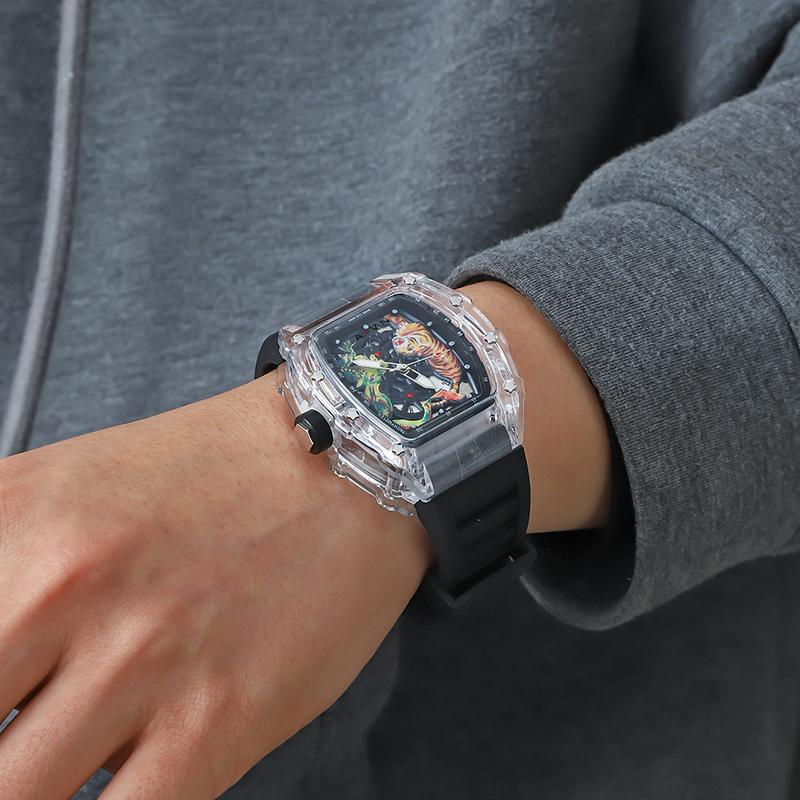 AIVN Quartz Movement Eco Friendly Fluoroelastomer Strap Watch Men's Watches Black Dial AM3310MQ