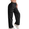 Quick Dry High Waisted Cargo Pants Women Solid Color Wide Leg Sports Pants Casual Drawstring
