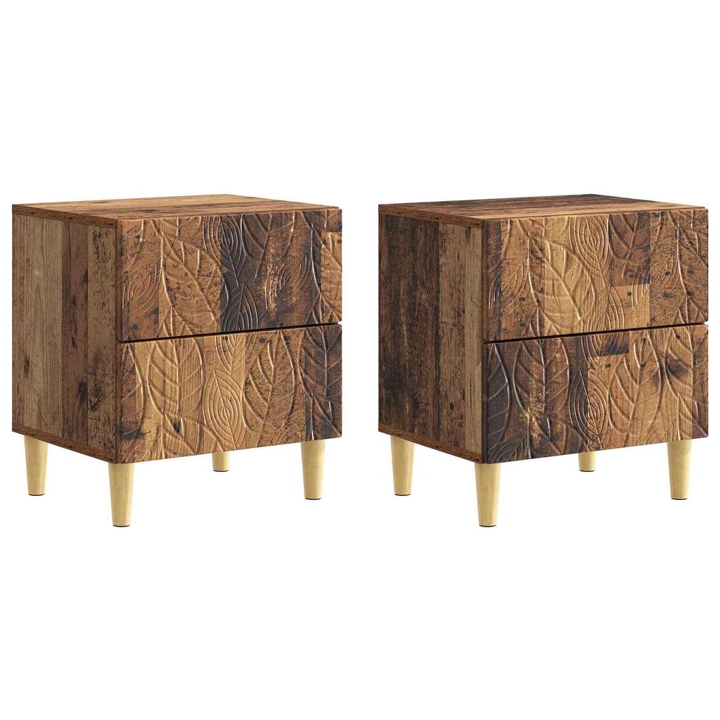 Nightstand Set of 2 Reclaimed Wood Look 43 x 34.5 x 48 cm Engineered Wood