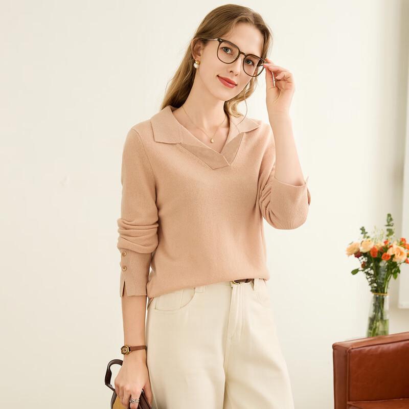 

TUHUANG Women s Pure Wool Lapel Knit Sweater XL