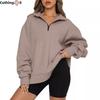 Autumn and Winter Women's Casual Fashion Half Zipper Pullover Sweatshirt