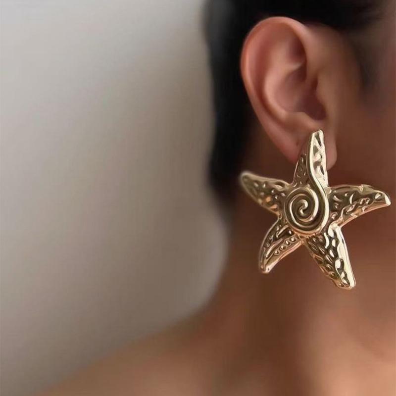 

Seaside earrings summer ocean vacation wind alloy starfish earrings women s niche exaggerated earrings
