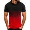 Spring and Autumn Men's Casual Sports T-shirt Summer Lapel 3D Gradient Short-sleeved POLO Shirt