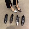 Fashion Flat Shoes for Women 2025 Spring Autumn New Mary Jane Shoes Low Heel Pointed Flat Bottomed Women's Shoes Plus Size 42 43 44