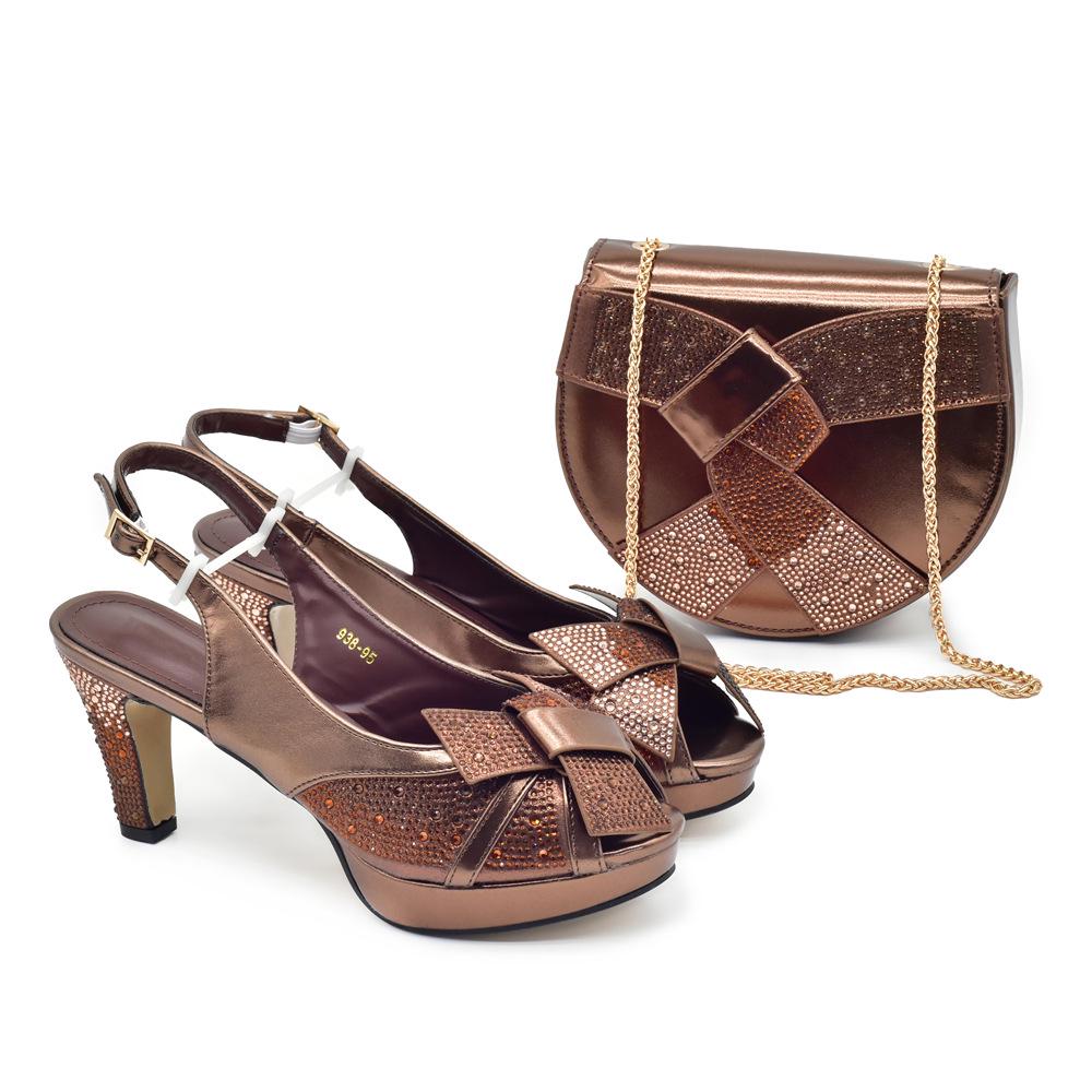 Rhinestone Peep-toe Heels & Bag Set for New Year's Eve