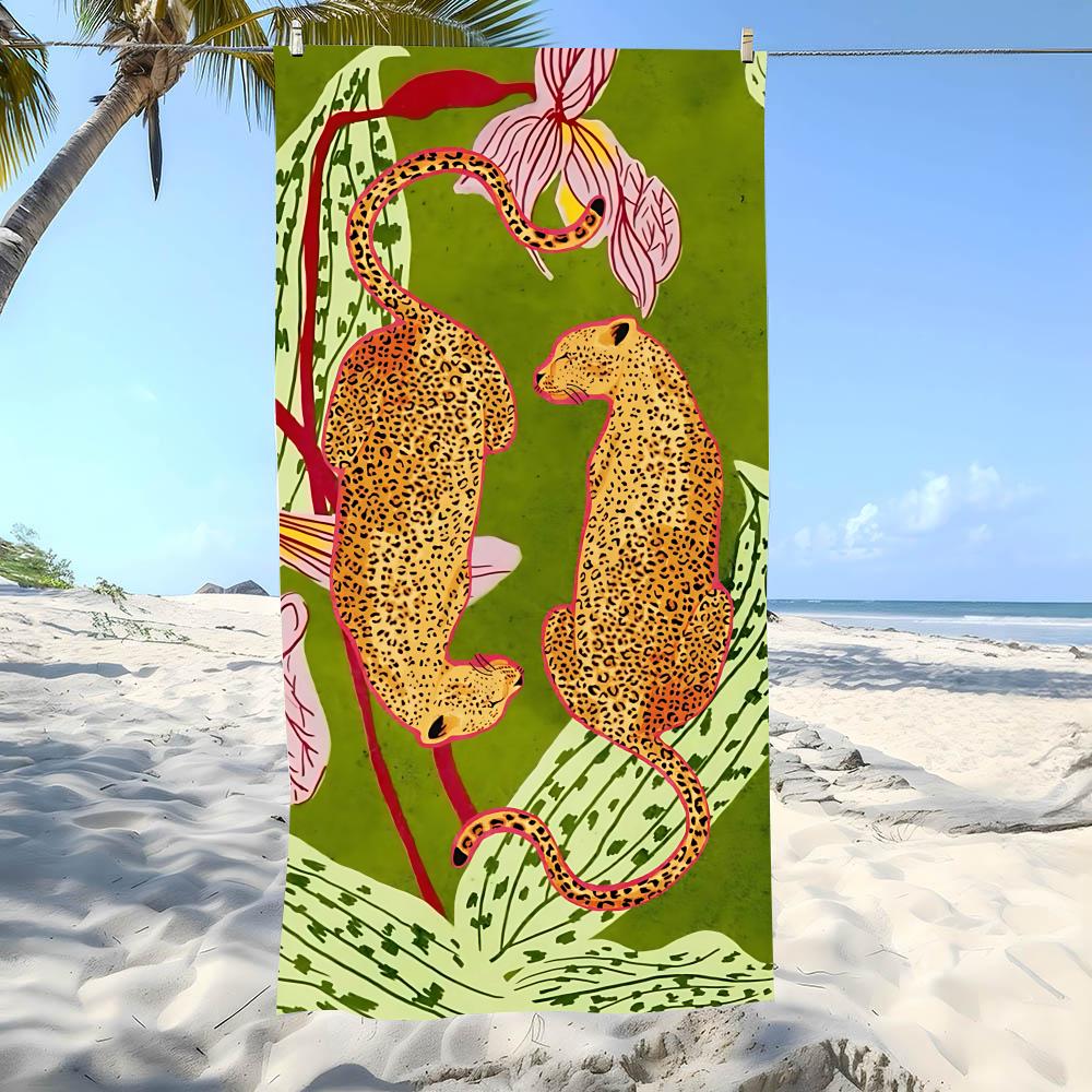 Cheetah Print Towel Beach Towel Oversized Super Absorbent Soft Swim BeachTowels for Men, Women