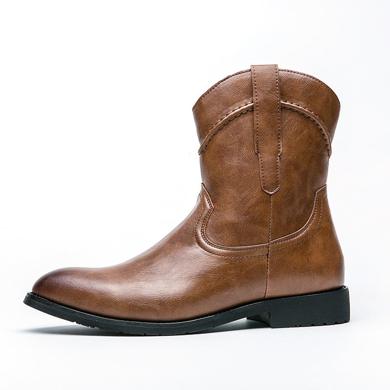 Pánské vysoké špičkové kovbojské boty západního stylu Cavalier Špičaté boty z pravé kůže