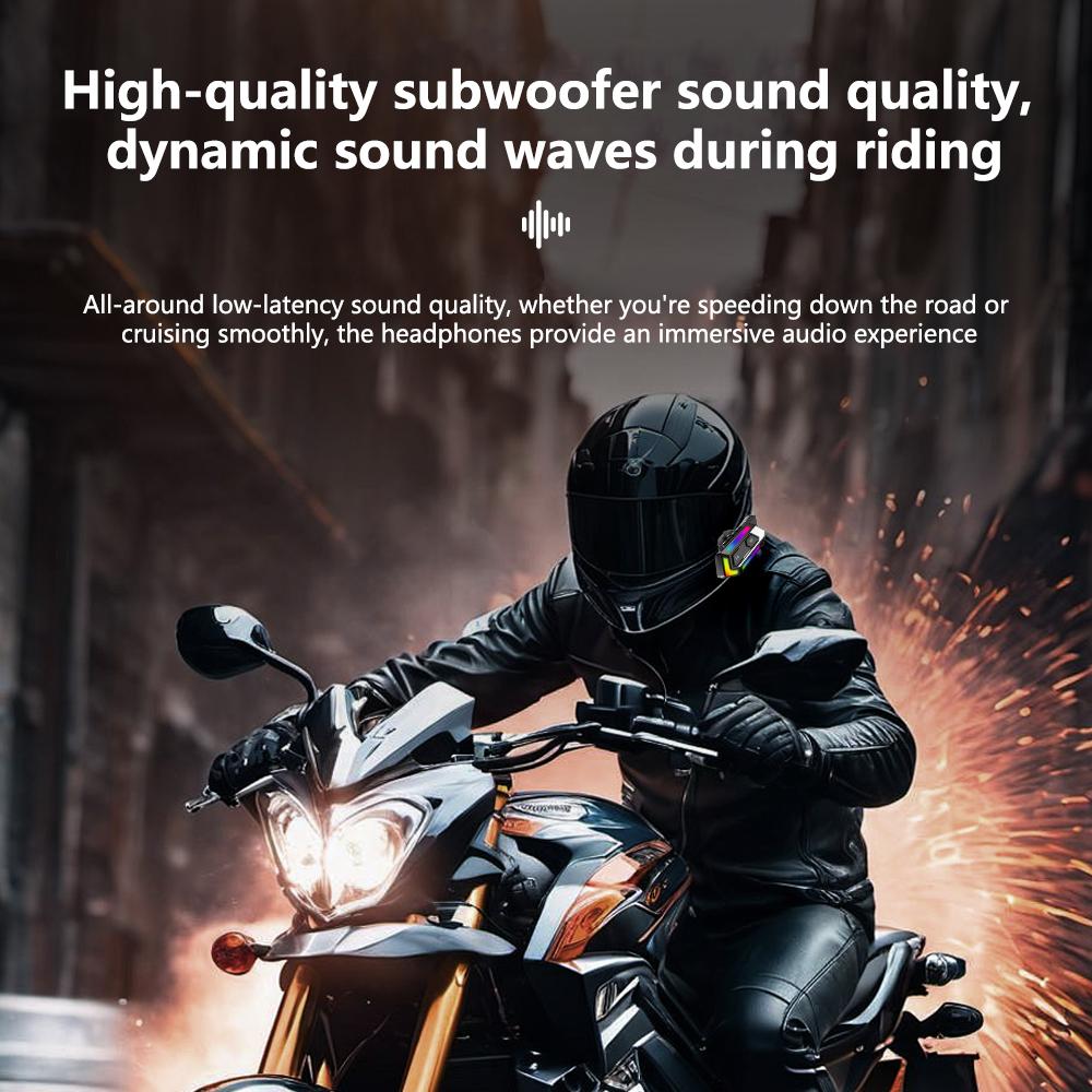 C10 Motorcycle Helmet Bluetooth Headset BT5.4 Handsfree Call Wireless Noise Reduction Waterproof Headphone with RGB Light