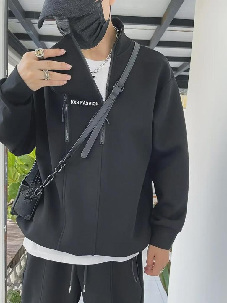 Pánská trendy nadměrná ležérní sportovní tepláková souprava s dvojitým zipem - Jaro/Podzim