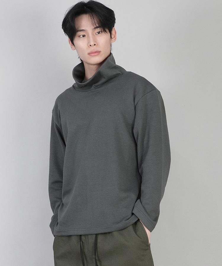 Seinteukeulu Plain Turtleneck Long Sleeve Tee Ppl-884 Slate Gray