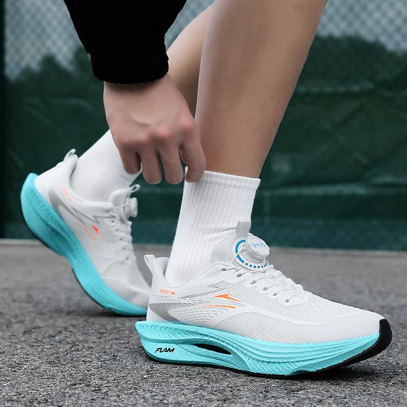 Women Rotating Buckle Carbon Board Marathon Men Sports Lightweight shoes Women Athletic Nonskid Sneakers Men Casual Running Shoe