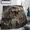 1Pc T-Rex Print Flannel Blanket, High Quality Comfortable for All Seasons, Home Decor, Warmth and Comfort, Perfect for Gifts