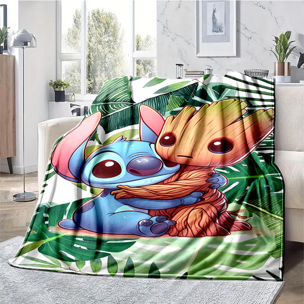 Stitch Theme Printed Blanket - Perfect for Couch, Bed, Travel & Outdoor Use | Machine Washable, Cozy & Durable.