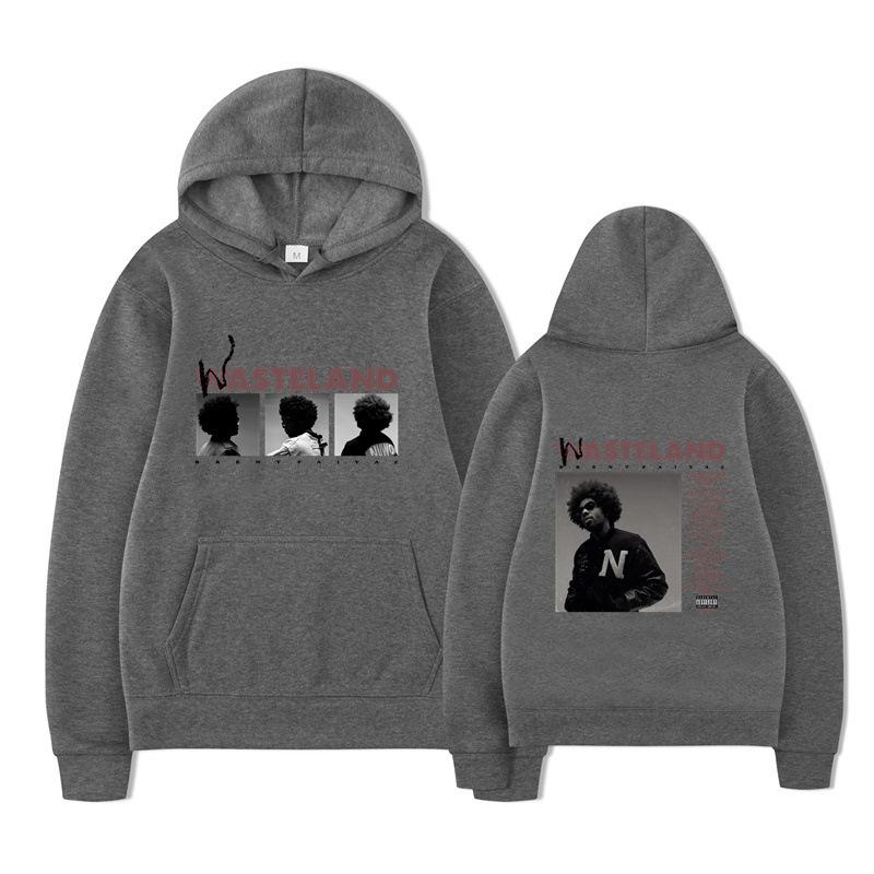 Unisex Schwarzer Hoodie Doppelseitiger Albumcover Grafikdruck Pullover Sweatshirt Streetwear