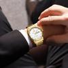 Generic Men's Quartz Watch with Calendar Diamond Index Round Face 40mm Stainless Steel Water Resistant Gold