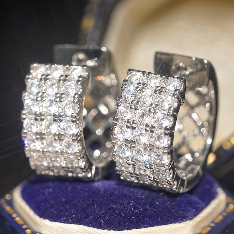 Huitan Dainty Hoop Earrings with Shiny Cubic Zirconia Noble Daily Life Office Jewelry for Women Fashion Stylish Ear Accessories