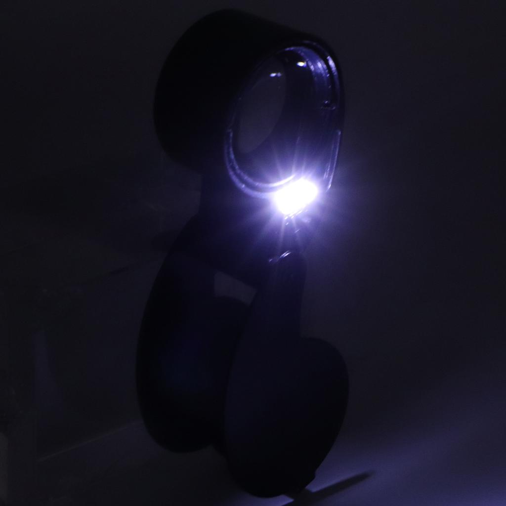 40X Magnifier Loupe LED Lights High Transmittance Portable Jewelers Loupe with Aluminium Alloy for Elderly