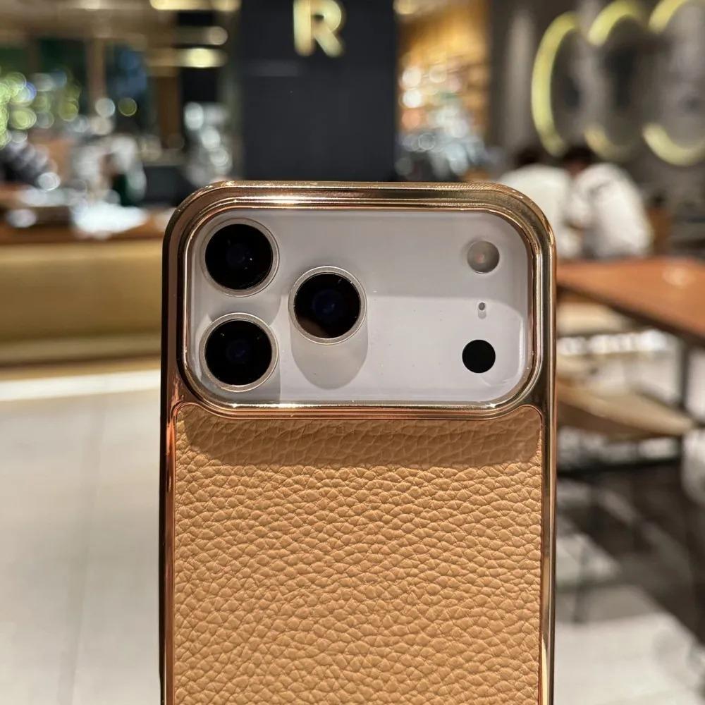 Luxury Business SLE Matte Litchi Leather Texture Phone Case for IPhone 17 Pro Max 16 15 14 13 12 11 Plus Shockproof Cover