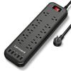 LENCENT Power Strip Surge Protector with 12 Outlets 4 USB 1 Type C 6Ft Extension Cord (1875W/15A,3600J) Multiple Socket for Home