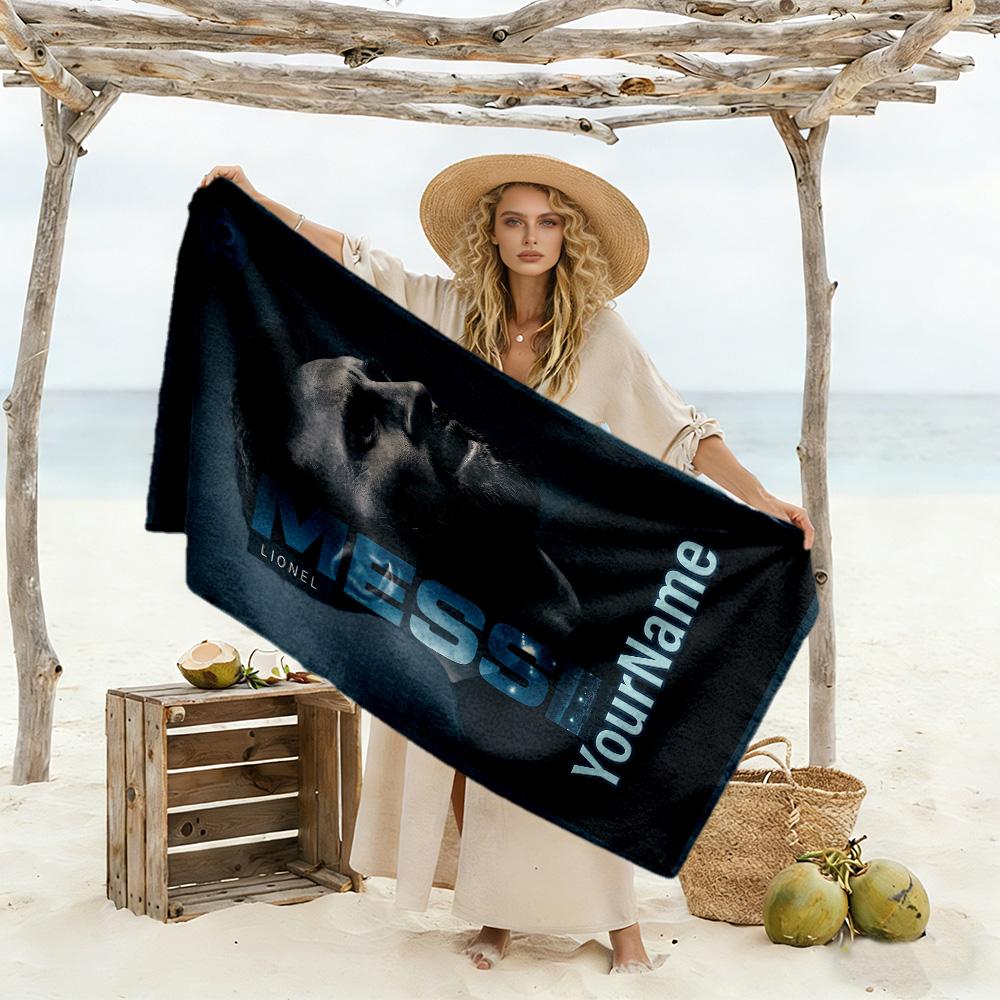 Messi Customize Your Name Beach Towel Soft Durable Quick-Dry Suitable for Swimming Gym Camping Yoga Vacation