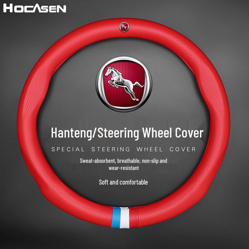 Kompatible Hanteng X5X7 V7 Lederlenkradabdeckung – Rutschfest, Atmungsaktiv, Vier Jahreszeiten