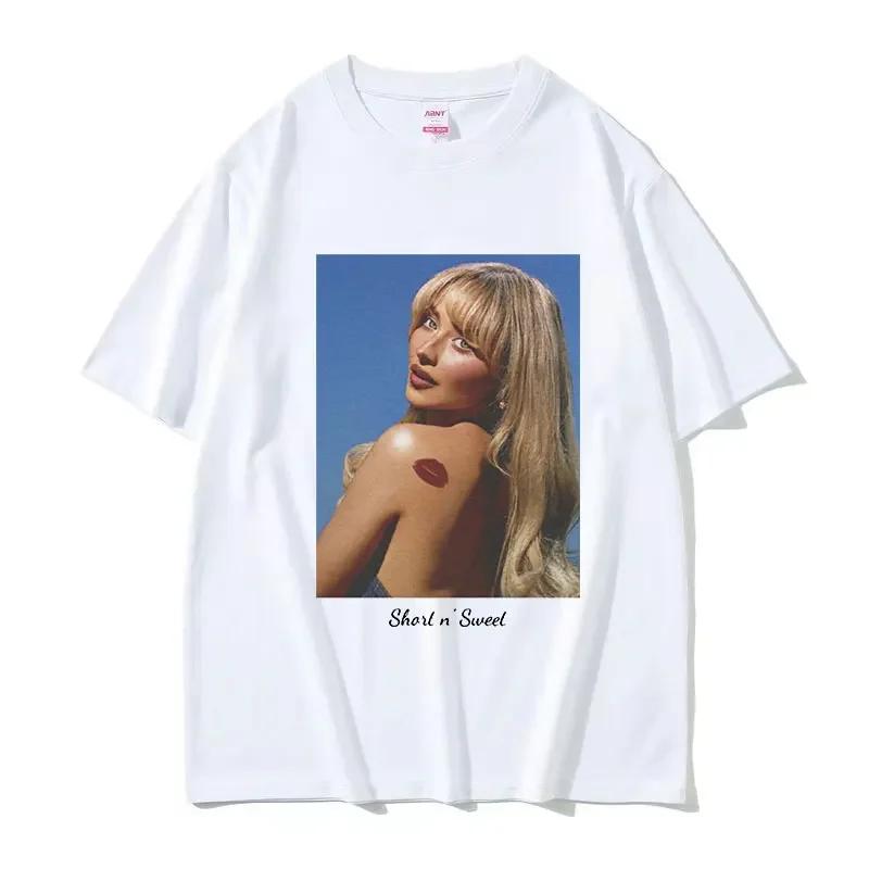 Camiseta con estampado de Sabrina Carpenter para mujer camiseta informal de Unisexga corta a la moda ropa Harajuku S