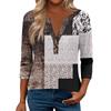3/4 Sleeve Womens Tops For Women Henely Tops Button V Neck  Loose Fit Dressy Womens Summer Tops