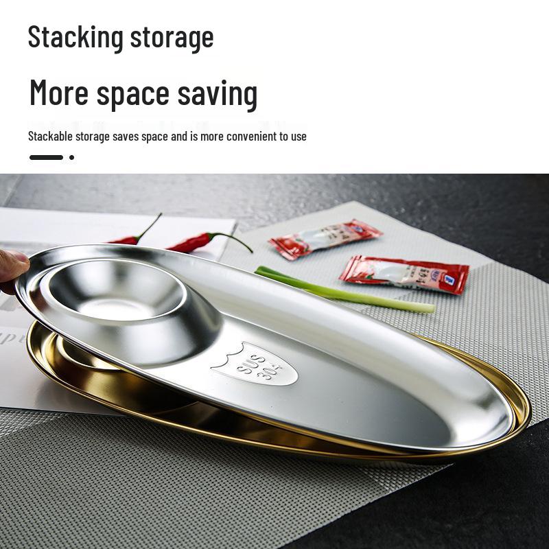 304 Stainless Steel Snack & Dipping Plate for Fried Foods