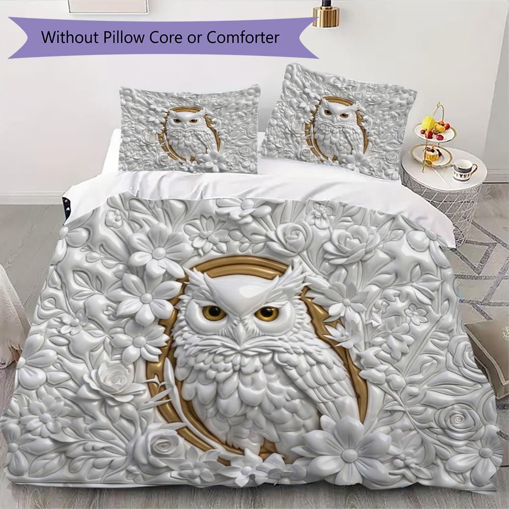 Owl Pattern Bedding Uilt Set Uilt Cover Pillowcase Home Decoration Birthday Gift (1 * Duvet Cover + 2 * Pillowcase Without Core)67