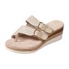 Women's Glitter Double Buckle Strap Espadrille Toe Post Slide Sandals Wedge Platform Casual Summer Footwear