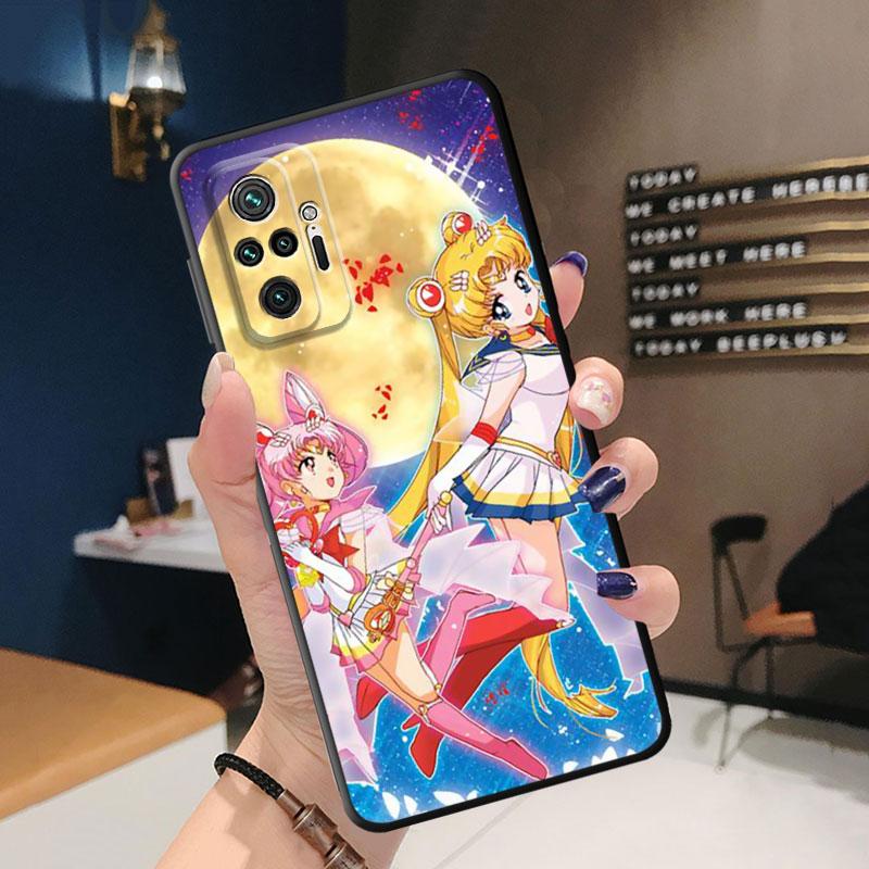 Etui na telefon TPU Soft Shockproof do Redmi 9A 9C 10C 9T 10A K40 Pro 6 7 8 8A 7A K50 9 10 6 Pro Cover Cute Anime Sailors M-Moons