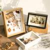 3D Dried Flower Photo Frame: Hollow Desktop Display, Shell Clay Painting, Handmade DIY Materials.