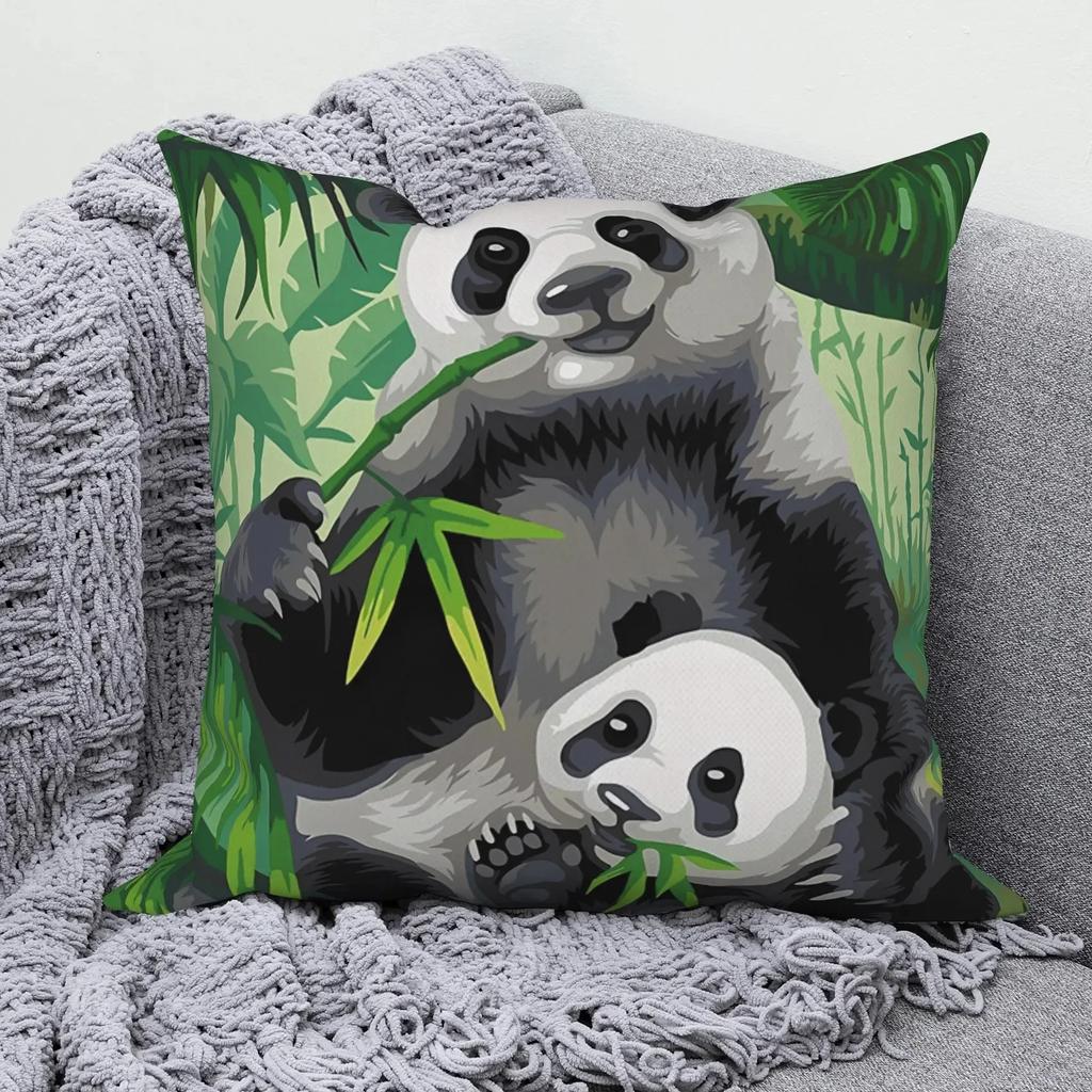 Square Pillow Cute Giant Panda Animal Pattern Cushion Cover Home Living Room Sofa Bedroom Decoration