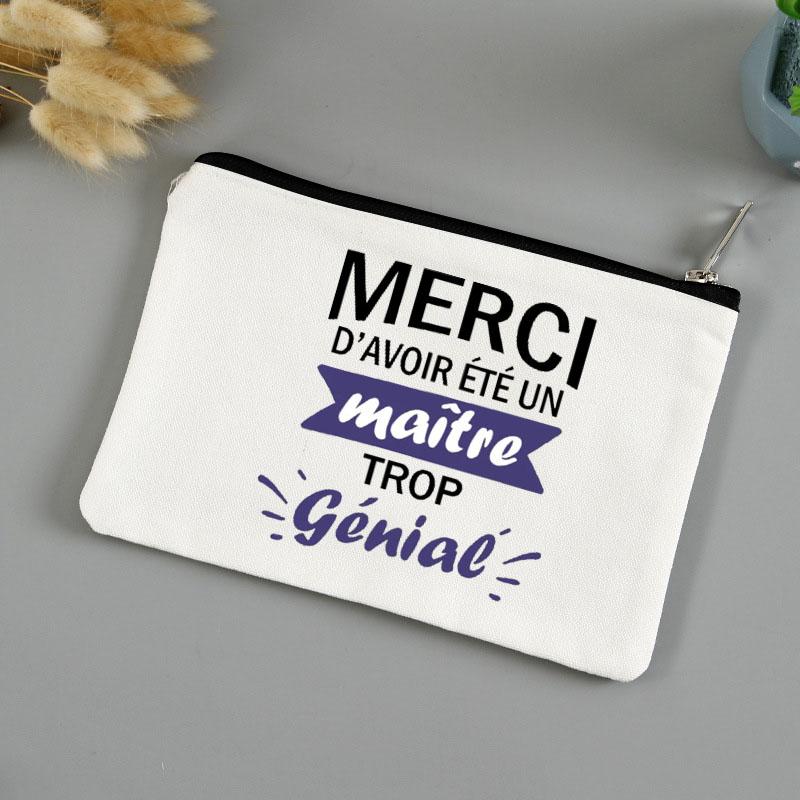 Teacher's Day Gift Thank You Mistress Print Makeup Pouch Zipper Lipstick Storage Women Canvas Cosmetic Bag Teacher Clutch Bag