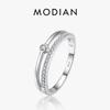 MODIAN 925 Silver Simple Line Fashion Clear CZ Rings For Women Luxury Jewelry Wedding Accessories Gift With Box