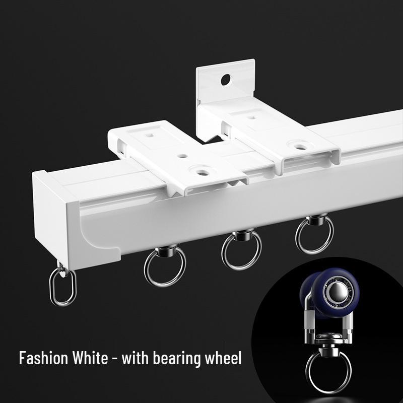 Jianmei 2.6mm Thick Silent Curtain Track with Bendable Heavy Duty Aluminum Alloy Rail and Guide Bearing Wheel.