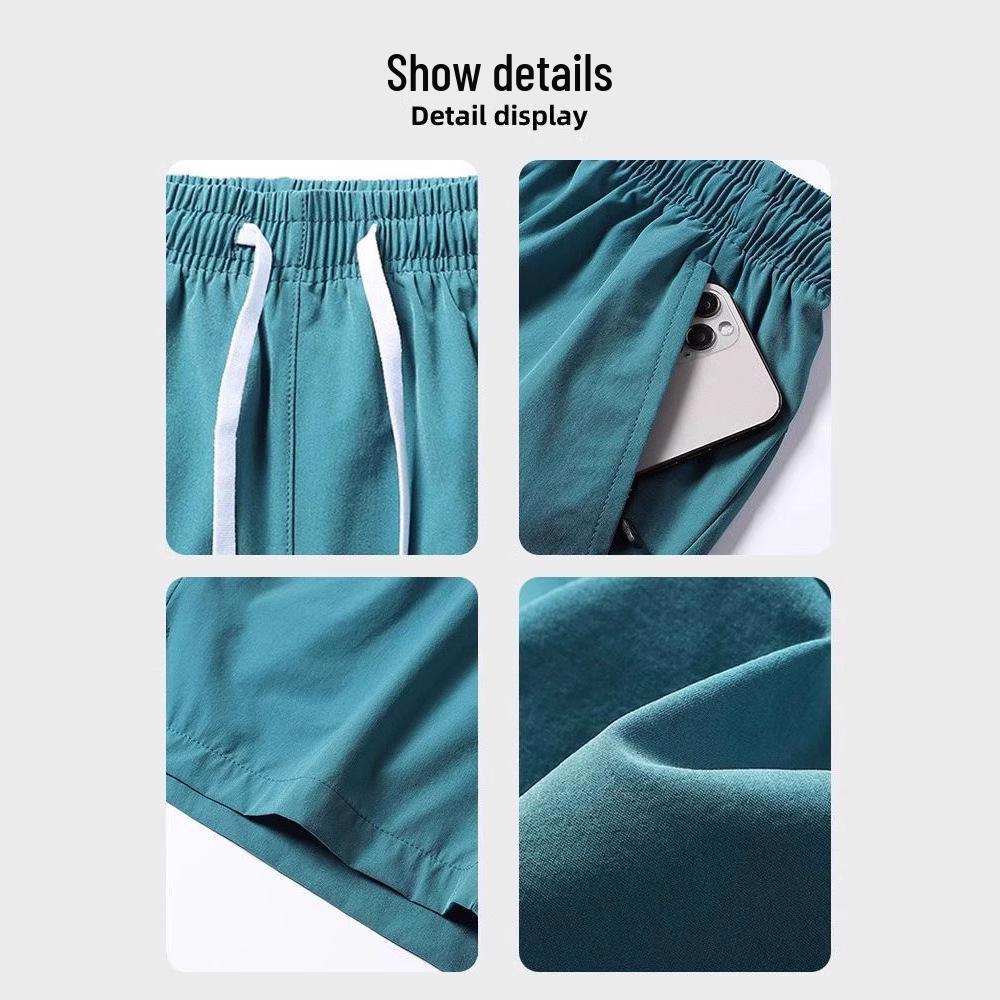 Men's Quick-Dry Ice Silk Summer Shorts - Lightweight, Casual, Four-Point Fit for Running and Fitness.