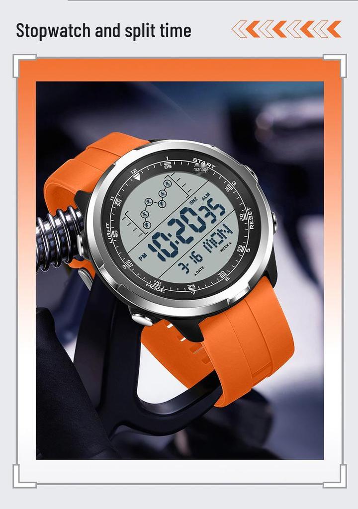 Sanda Sports Fashion Watch: Segmented Timer, Calendar, Luminous Dial, Large Face, Simple Student Design.