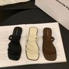 Flat Bottom Simple Temperament One-word Slippers Fairy Shoes Wear 2025 Summer French Sandals Beach Sandals