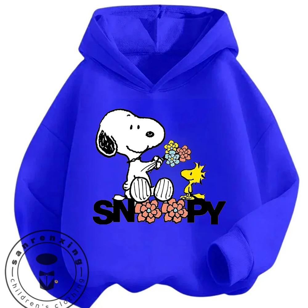 Kawaii Printed Hooded Sweatshirt Autumn Winter Casual Trendy Cartoon Kids Shirt Snoopy Children