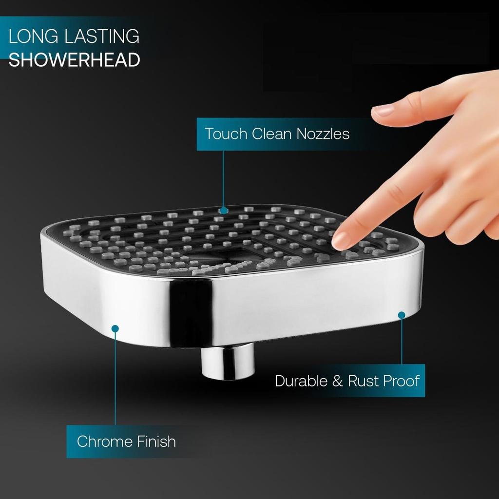 ABS,4-INCH Single Flow Overhead Shower With 9-INCH Arm and Wall Flange