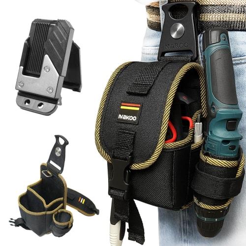 timothy Tool Pouch, 2-Tier Tool Holder, Nail Pouch, and Small Item Storage, with Detachable Tool Holder and Lid, Lightweight Nylon Material, and Swive