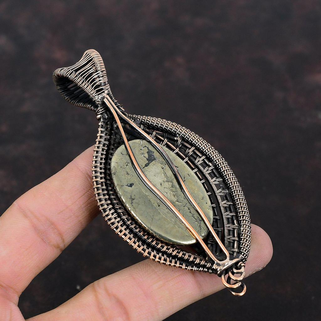 Pyrite Pendant Copper Wire Wrapped Pendant Handmade Pendant Very Pretty Pyrite Jewelry Gemstone Pendant Anniversary Gift Copper Wire Jewelry