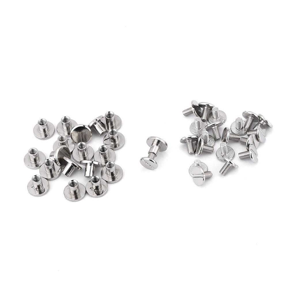 20PcsCelsiusset Brass Threaded Flat Head Nut Nail Rivets Screws Leather Craft Repair Supplies(5mm)