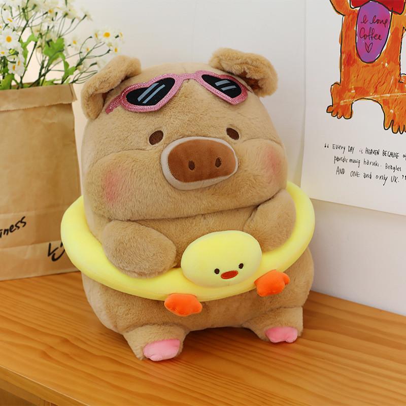 Cartoon Plush Toy Pig With Swimming Ring Cute Animal Soft Doll Gift For Kids